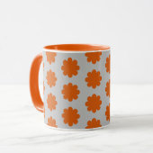 Orange on Gray Retro Blume Art Tasse Cup (Vorderseite Links)