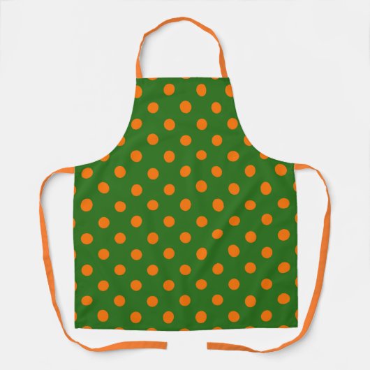 Orange On Green Polka Dots Pattern Design Schürze (Vorderseite)