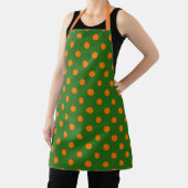 Orange On Green Polka Dots Pattern Design Schürze (InSitu)