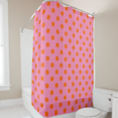 Orange on Pink Polka Dots Design Duschvorhang