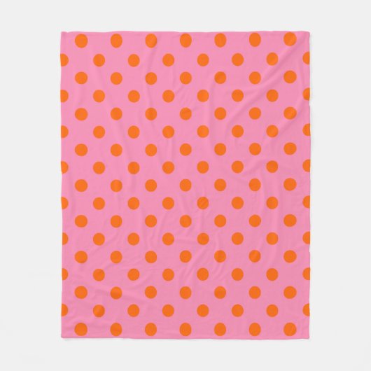 Orange on Pink Polka Dots Design Fleecedecke (Vorderseite)