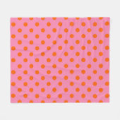 Orange on Pink Polka Dots Design Fleecedecke (Vorderseite (Horizontal))