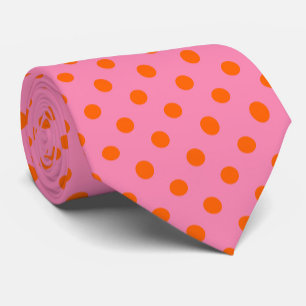Orange on Pink Polka Dots Design Krawatte