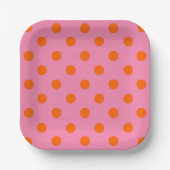 Orange on Pink Polka Dots Design Pappteller (Vorderseite)
