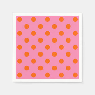 Orange on Pink Polka Dots Design Serviette