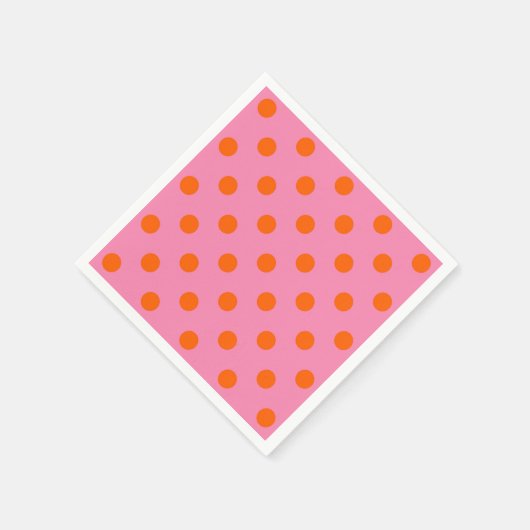 Orange on Pink Polka Dots Design Serviette (Ecke)
