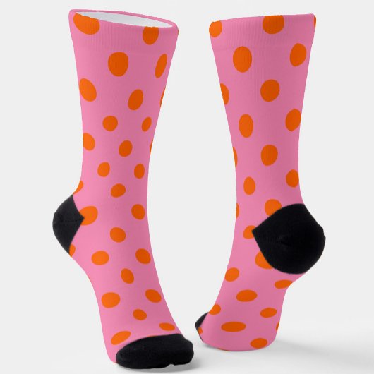 Orange on Pink Polka Dots Design Socken