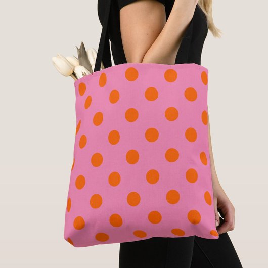 Orange on Pink Polka Dots Design Tasche