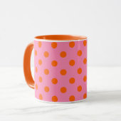 Orange on Pink Polka Dots Design Tasse (Vorderseite Links)