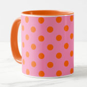 Orange on Pink Polka Dots Design Tasse