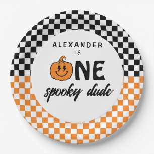 Orange One Gruseliger Typ Halloween 1. Geburtstag Pappteller