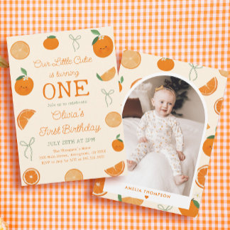 Orange One Little Süsse First Birthday Party Einladung