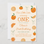 Orange One Little Süsse First Birthday Party Einladung (Vorderseite)