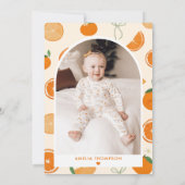 Orange One Little Süsse First Birthday Party Einladung (Rückseite)