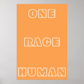 Orange One Race Human Quote Text Poster (Vorne)