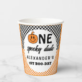 Orange One Spooky Dude Halloween 1st Birthday Pappbecher (Vorderseite)