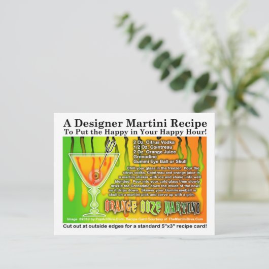 Orange Ooze Halloween Martini Rezept Postkarte (Stehend Vorderseite)