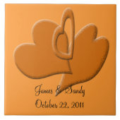 Orange Orange Herz Art Connection Custom Fliese (Vorderseite)