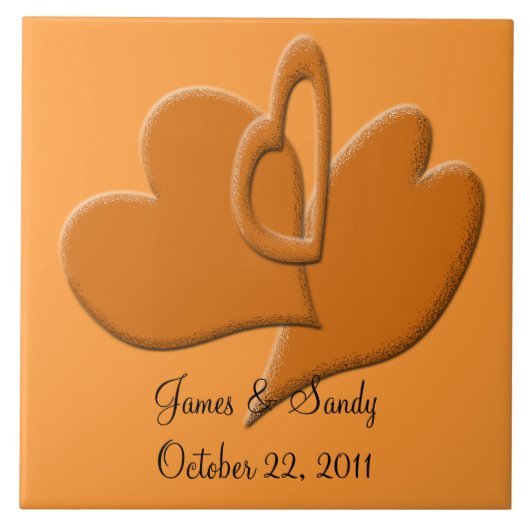 Orange Orange Herz Art Connection Custom Fliese (Vorderseite)