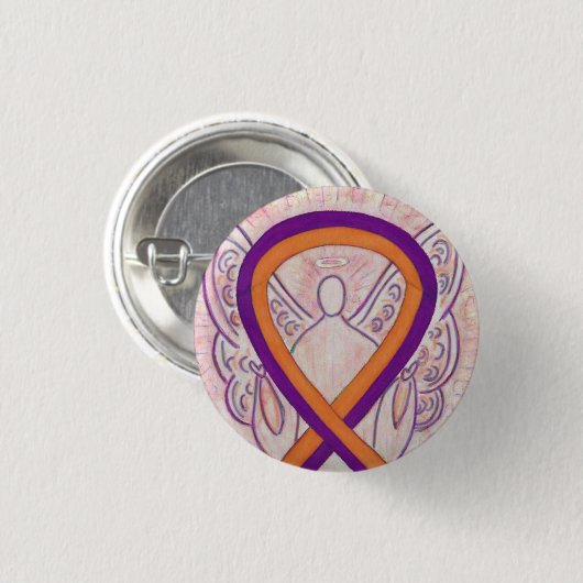 Orange & Orchid Angel Awareness Ribbon Custom Butt Button (Vorne & Hinten)