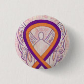 Orange & Orchid Angel Awareness Ribbon Custom Butt Button (Vorderseite)