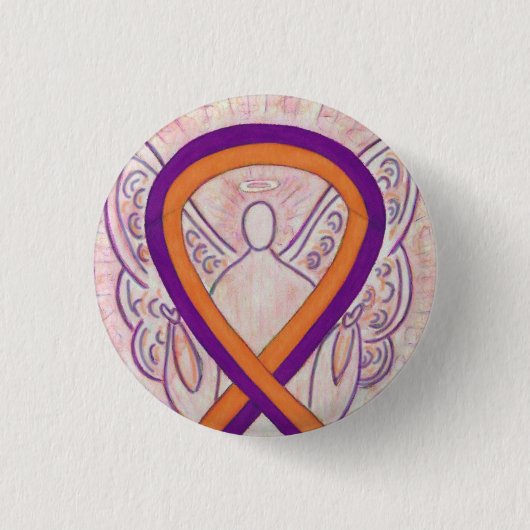 Orange & Orchid Angel Awareness Ribbon Custom Butt Button (Vorderseite)
