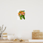 Orange Orchid Blume Nr. 10 Wall Art Print Poster (Küche)