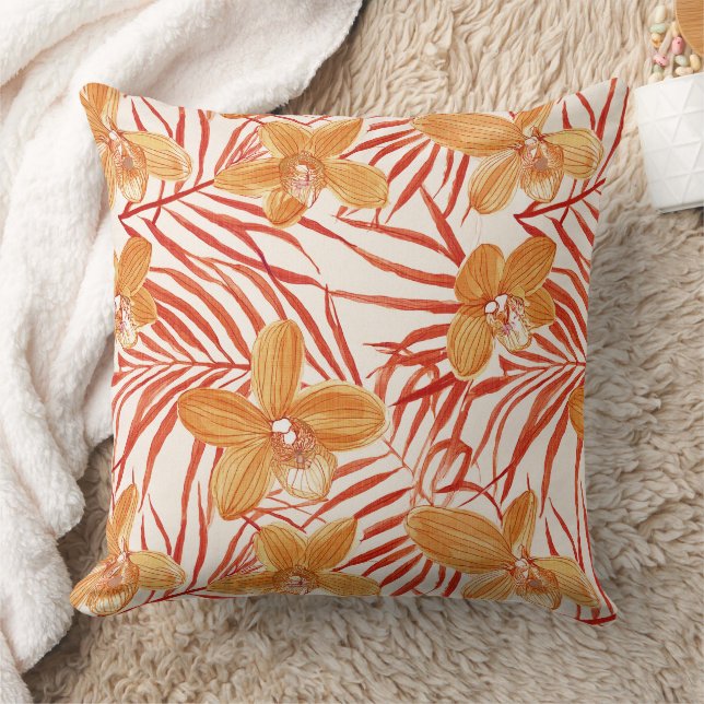 orange orchid floral pattern kissen (Decke)