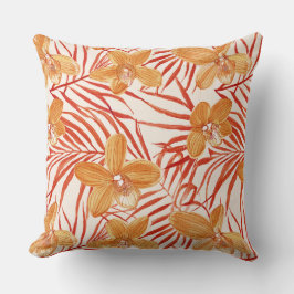 orange orchid floral pattern kissen