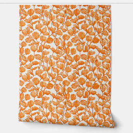 orange orchid floral pattern tapete