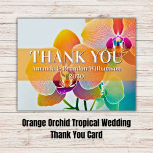 Orange Orchid Tropical Wedding Danke Karte