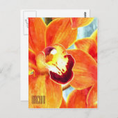 Orange Orchid Vertikale Postkarte gestrichen (Vorne/Hinten)