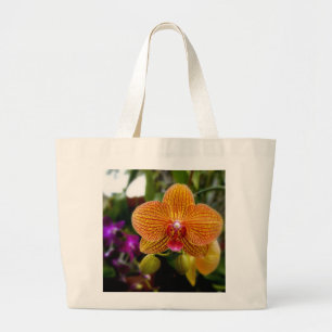 Orange Orchidee Jumbo Stoffbeutel