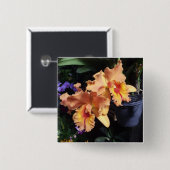 Orange Orchideecorsage-Button Button (Vorne & Hinten)
