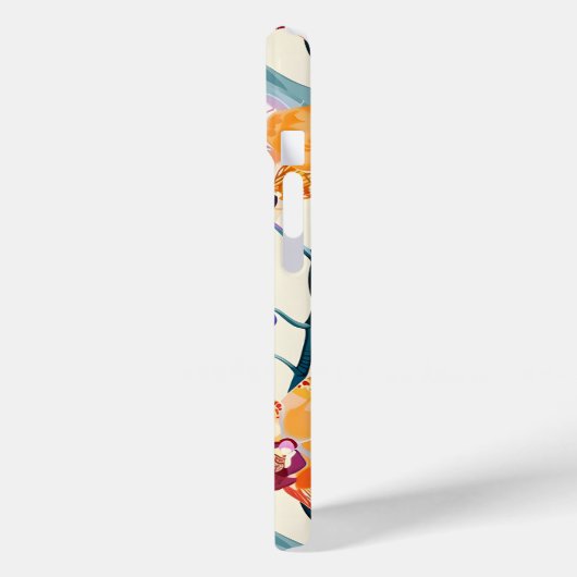 Orange Orchids Monogram Fleece Decke Case-Mate iPhone Hülle (Rückseite / Links)