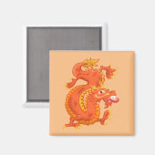 Orange Oriental Dragon Magnet (Vorderseite/Rückseite)