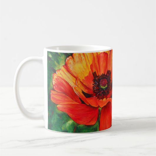 Orange Oriental Poppies Art Kaffeetasse (Links)