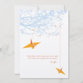 Orange Origami Cranes & Liebe Quote Wedding Einladung (Rückseite)