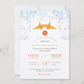 Orange Origami Cranes & Liebe Quote Wedding Einladung (Vorderseite)