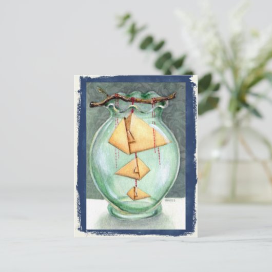 Orange Origami Fish Postkarte (Stehend Vorderseite)