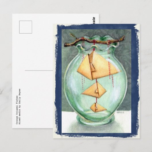 Orange Origami Fish Postkarte (Vorne/Hinten)