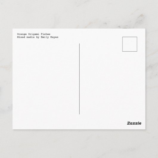 Orange Origami Fish Postkarte (Rückseite)