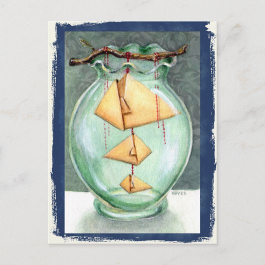 Orange Origami Fish Postkarte (Vorderseite)