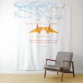 Orange Origami Paper Cranes Wedding Foto Backgroun Wandteppich (Beispiel)