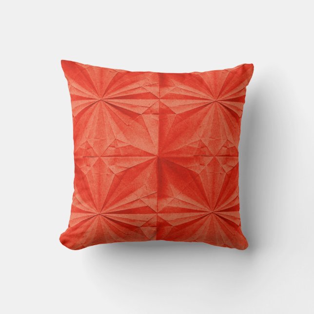 Orange Origami Pattern Kissen (Vorderseite)