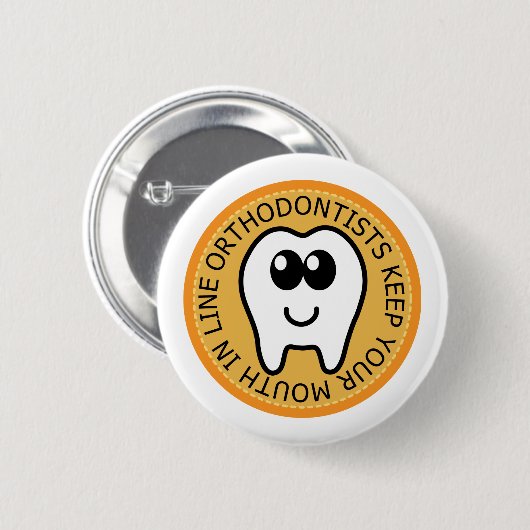 Orange Orthodontist-Geschenk Button (Vorne & Hinten)