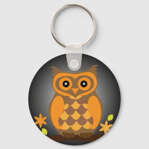 Orange Owl Button-Schlüsselanhänger Schlüsselanhänger