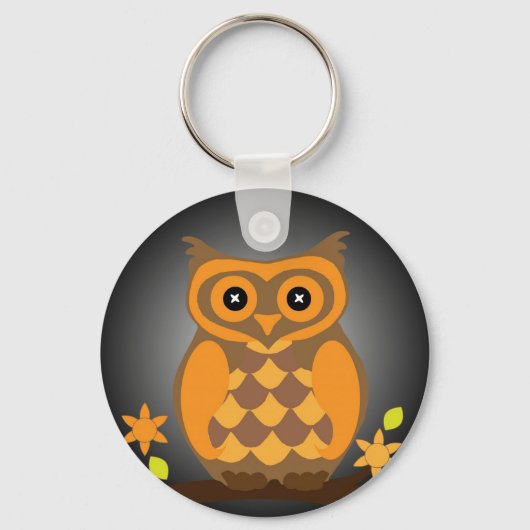 Orange Owl Button-Schlüsselanhänger Schlüsselanhänger (Vorderseite)
