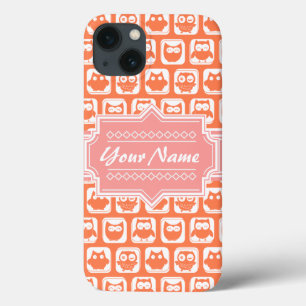 Orange Owl Coral Personalisiert Name Case-Mate iPhone Hülle