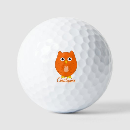 Orange Owl Design Golfball (Vorderseite)